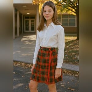 70's Deadstock Montgomery Ward Tartan Fringe Wrap Skirt
